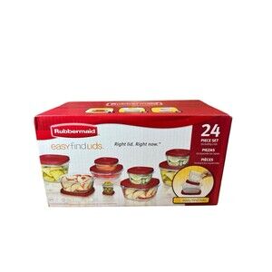 NOS 2010 Rubbermaid Easy Find Lids 24 Piece Food Storage Container Set Red